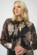 Knit Foiled Floral Top - Black/multi