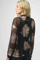 Knit Foiled Floral Top - Black/multi