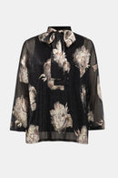 Knit Foiled Floral Top - Black/multi