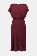 Satin Blouson A-Line Dress - Merlot