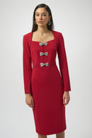 Scuba Crepe Sheath Dress - Deep Cherry