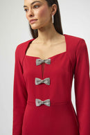 Scuba Crepe Sheath Dress - Deep Cherry