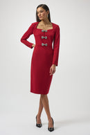 Scuba Crepe Sheath Dress - Deep Cherry