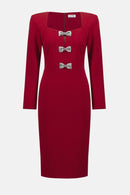 Scuba Crepe Sheath Dress - Deep Cherry