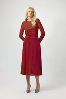 Sparkle Fit & Flare Dress - Deep Cherry