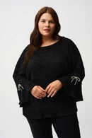 Metallic Knit Boxy Top - Black
