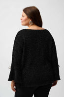 Metallic Knit Boxy Top - Black