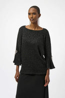 Metallic Knit Boxy Top - Black