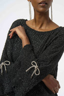Metallic Knit Boxy Top - Black
