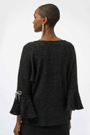 Metallic Knit Boxy Top - Black