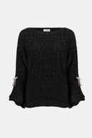 Metallic Knit Boxy Top - Black