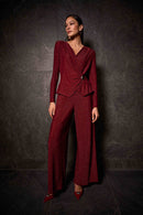 Lurex Wide-Leg Jumpsuit - Deep Cherry