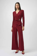 Lurex Wide-Leg Jumpsuit - Deep Cherry