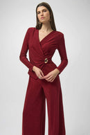 Lurex Wide-Leg Jumpsuit - Deep Cherry