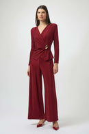 Lurex Wide-Leg Jumpsuit - Deep Cherry