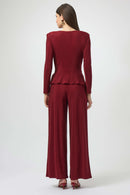 Lurex Wide-Leg Jumpsuit - Deep Cherry