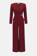 Lurex Wide-Leg Jumpsuit - Deep Cherry