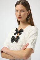 Knit Shift Dress W/Bow - Winter White