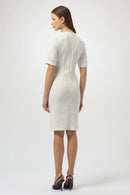 Knit Shift Dress W/Bow - Winter White