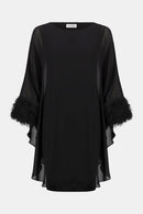 Knit & Chiffon Layered Dress - Black