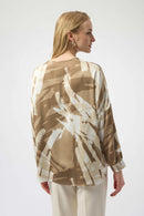 Satin Abstract Print Tunic - Beige/off White