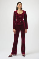 Velvet Flared Trousers - Burgundy