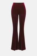 Velvet Flared Trousers - Burgundy