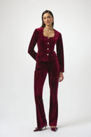 Velvet Square Blazer - Burgundy