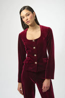 Velvet Square Blazer - Burgundy