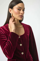 Velvet Square Blazer - Burgundy