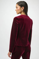 Velvet Square Blazer - Burgundy