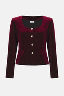 Velvet Square Blazer - Burgundy