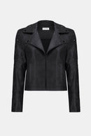 Foiled Faux Suede Jacket - Black