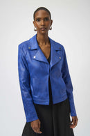 Foiled Faux Suede Jacket - Royal Sapphire