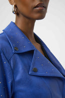 Foiled Faux Suede Jacket - Royal Sapphire