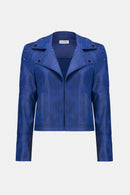 Foiled Faux Suede Jacket - Royal Sapphire