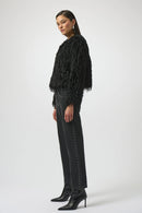 Faux Fur Boxy Jacket - Black