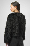 Faux Fur Boxy Jacket - Black