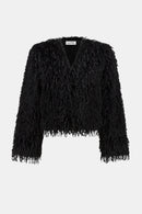 Faux Fur Boxy Jacket - Black