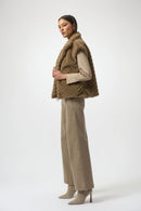 Chevron Faux Fur Vest - Mink