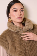 Chevron Faux Fur Vest - Mink