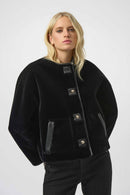 Bonded Faux Fur Jacket - Black