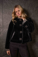 Bonded Faux Fur Jacket - Black