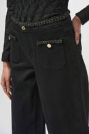 Wide Leg Stretch Jeans - Black