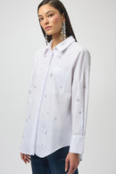 Stretch Poplin Boxy Blouse - White