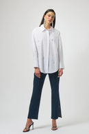Stretch Poplin Boxy Blouse - White