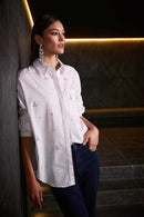 Stretch Poplin Boxy Blouse - White