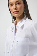 Stretch Poplin Boxy Blouse - White