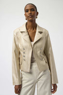 Leatherette Fitted Jacket - Gold
