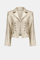 Leatherette Fitted Jacket - Gold